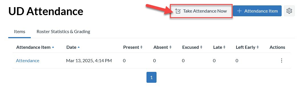 Take Attendance Now button
